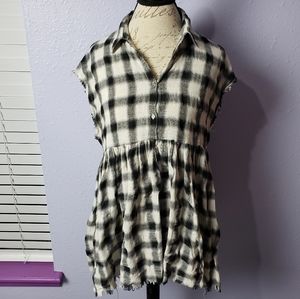 Ciel USA Sleeveless Tunic Style Plaid Grunge Boho